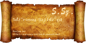 Sárossy Szilárd névjegykártya